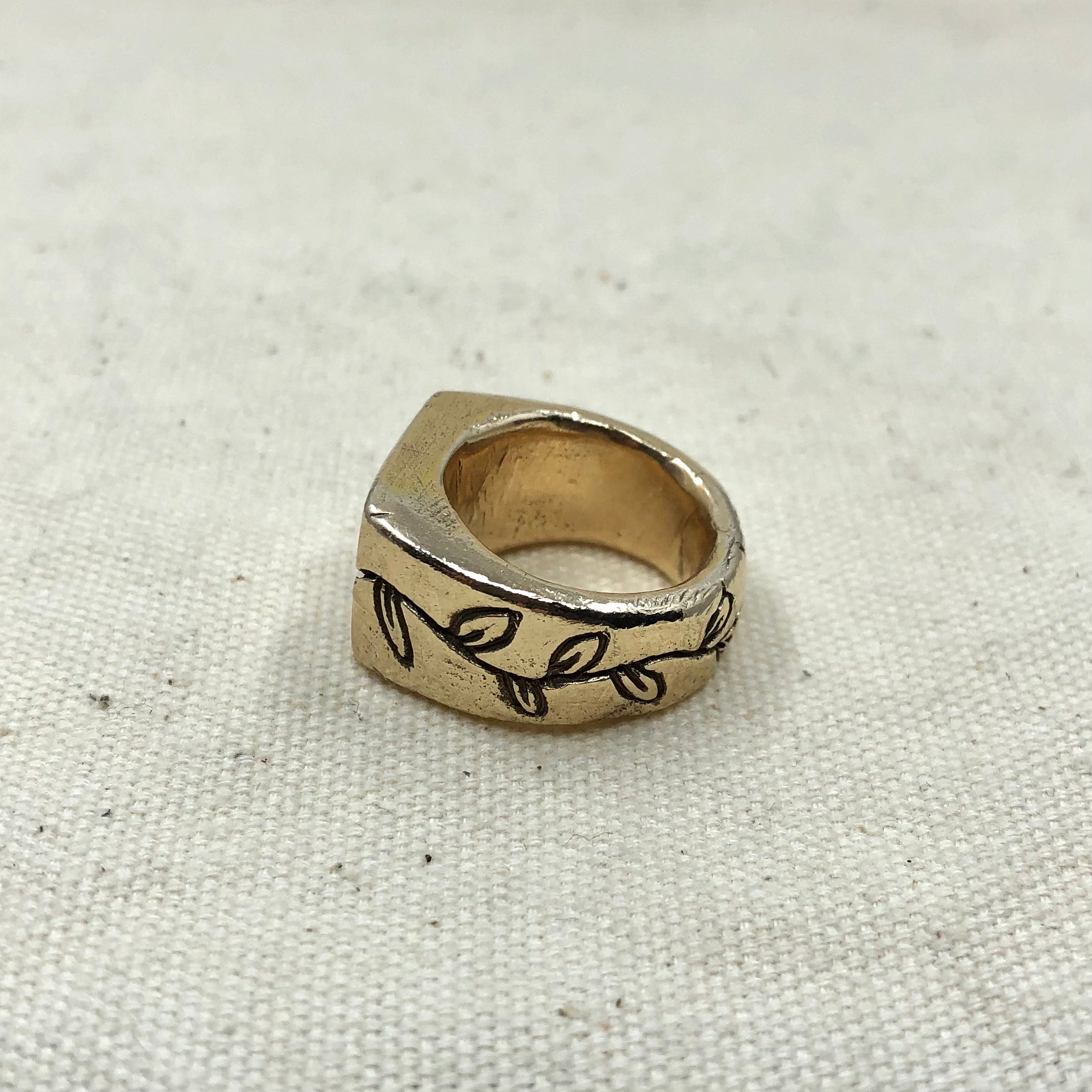 Gold Laurel Signet Ring