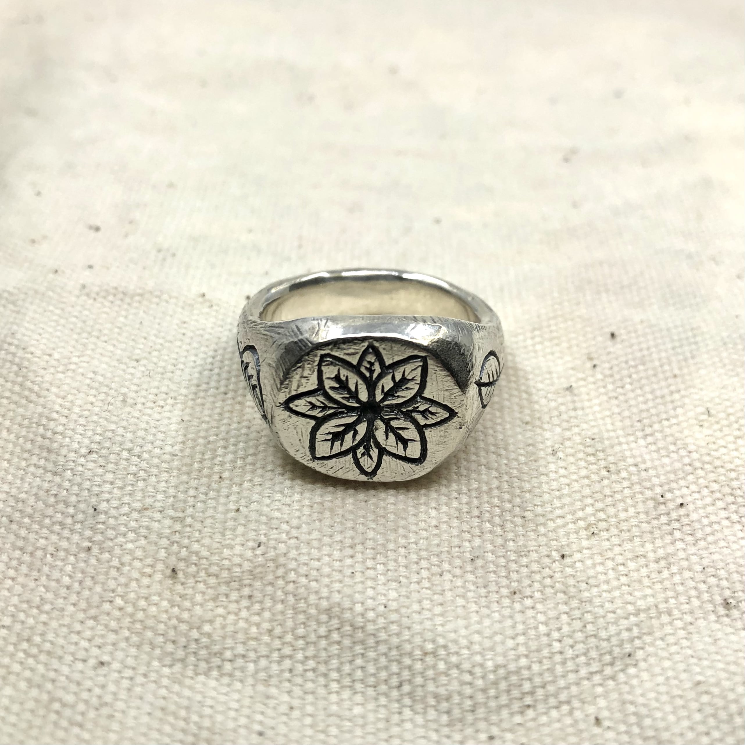 Mandala Flower Signet Ring
