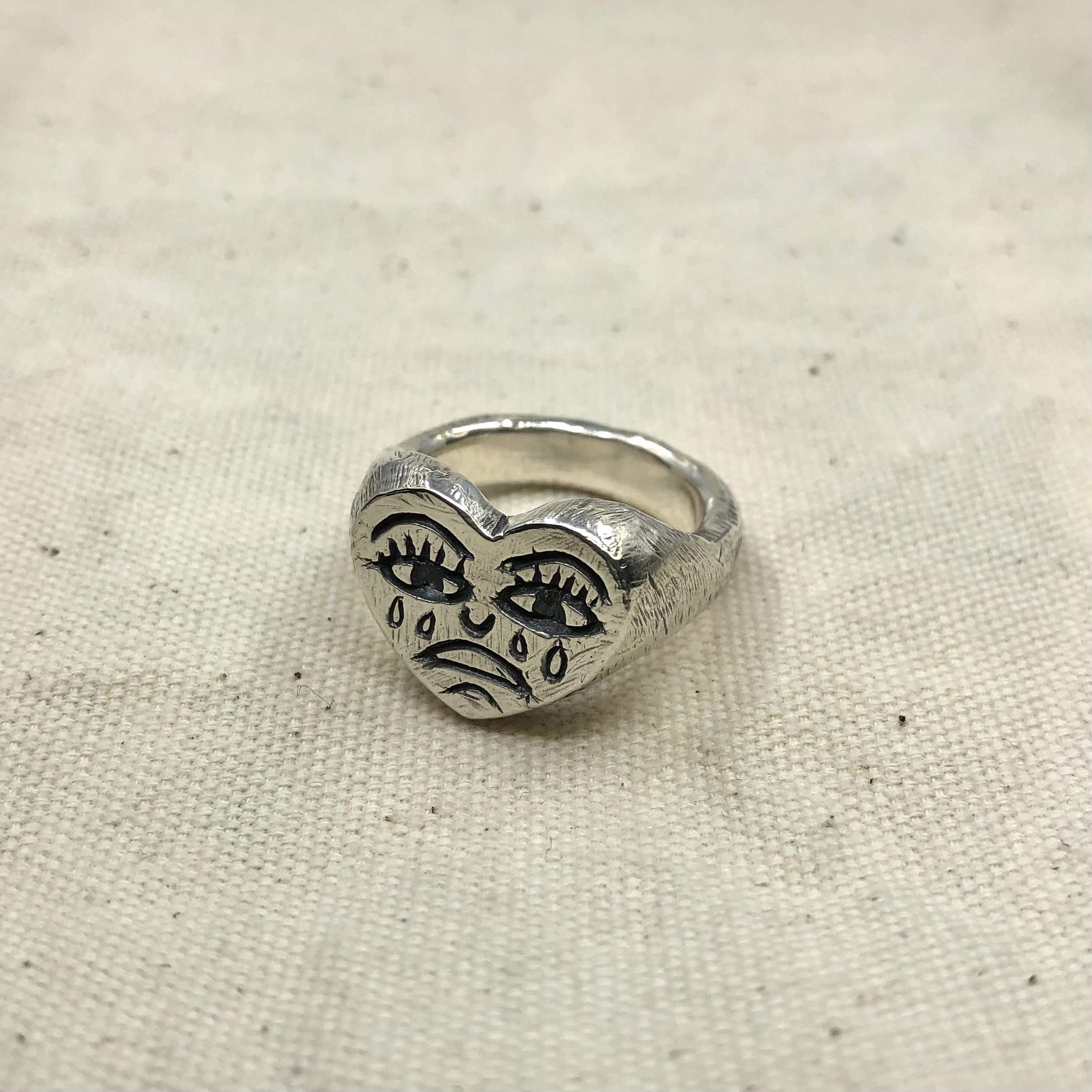 Crying Heart Signet Ring