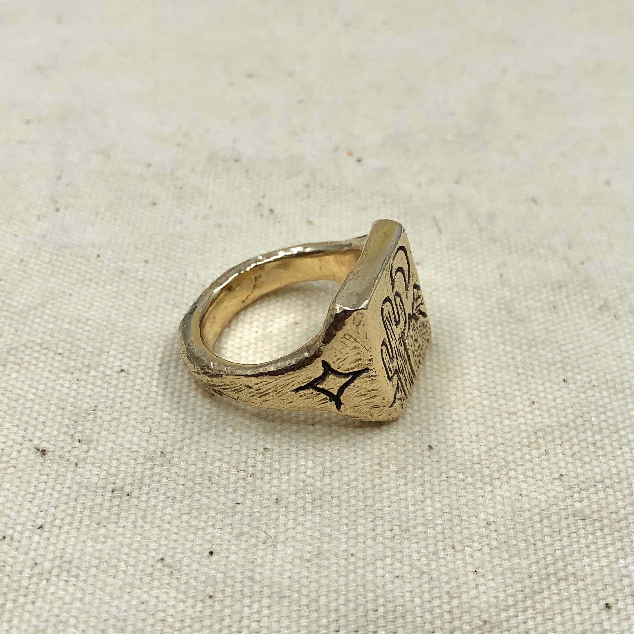 Gold Wild West Signet Ring