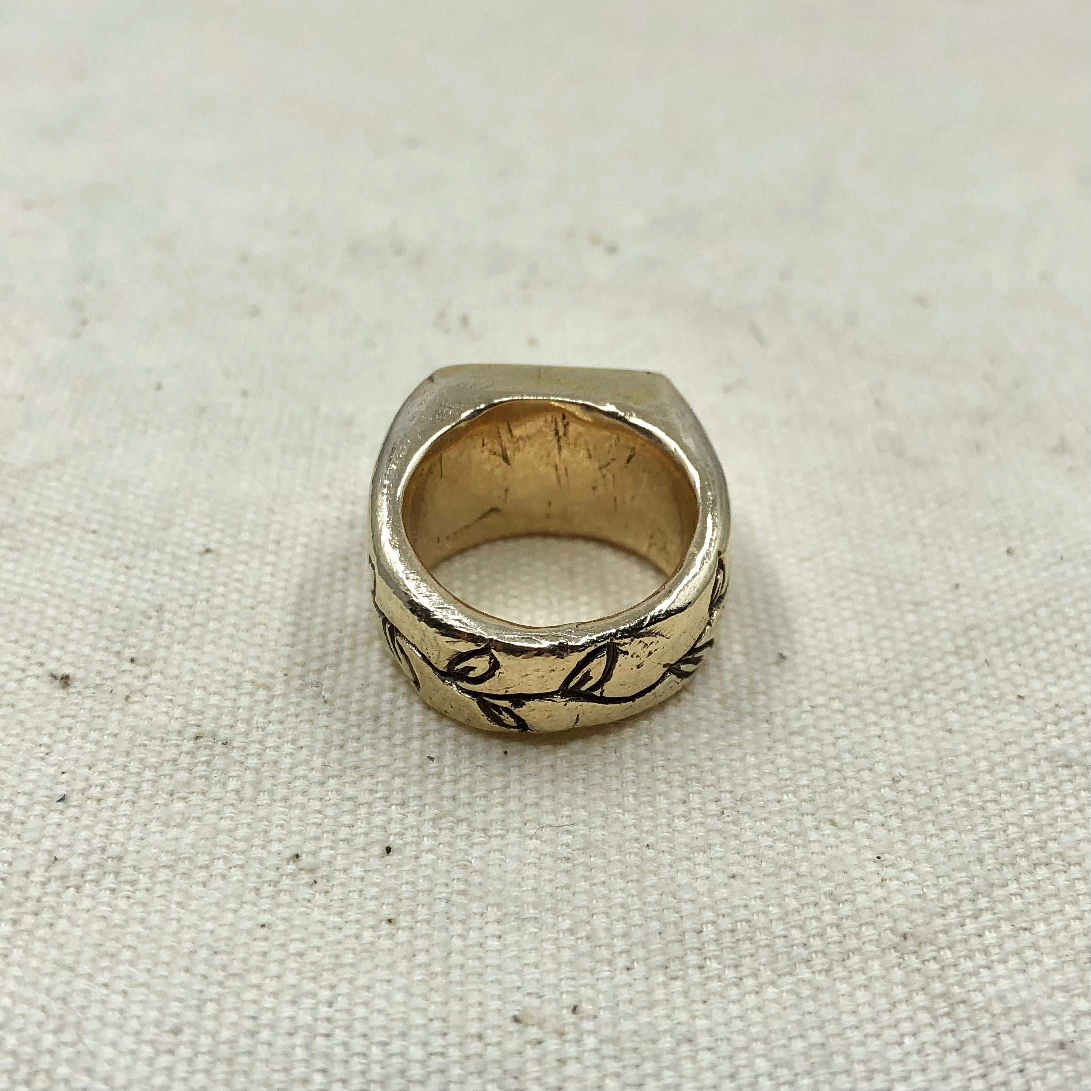 Gold Laurel Signet Ring